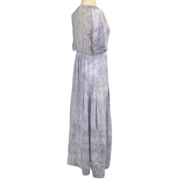 LoveShackFancy Edie Lilac Violet Cotton Midi Dress Size XS Short Sleeve - Picture 10 of 16